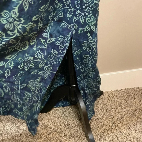 Soft Surroundings Green and Blue Floral Print Cold Shoulder Maxi Dress - Picture 8 of 15